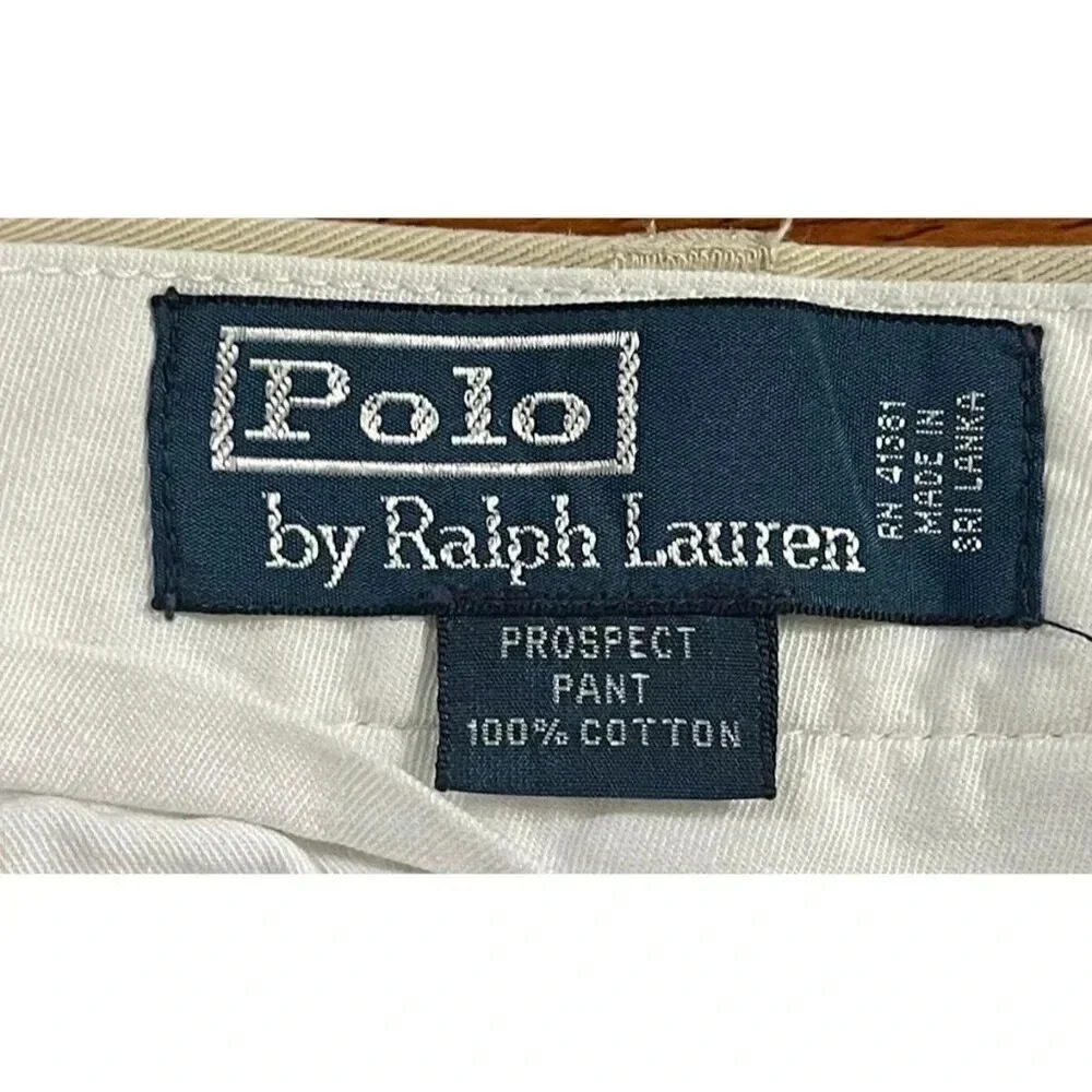 Vintage Polo by Ralph Lauren Men's Khaki Cotton Prospect Pants Size 30/40 Chino - Picture 4 of 11